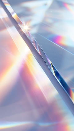 AI赋能视觉创作 打造梦幻浅蓝色玻璃彩虹棱镜效果